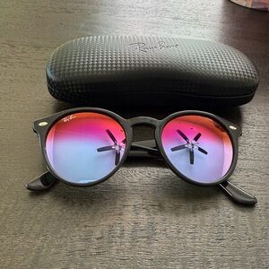 Ray-Ban Black Frames with Pink Gradient Lenses